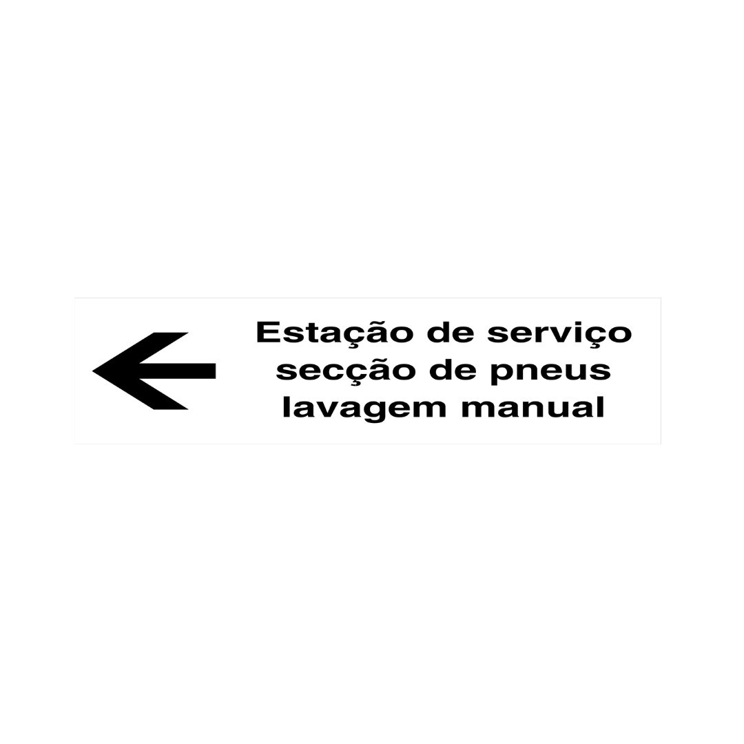 Sinalética Informação Painéis: Estação de serviço secção de pneus lavagem manual (Esquerda) – IN2033