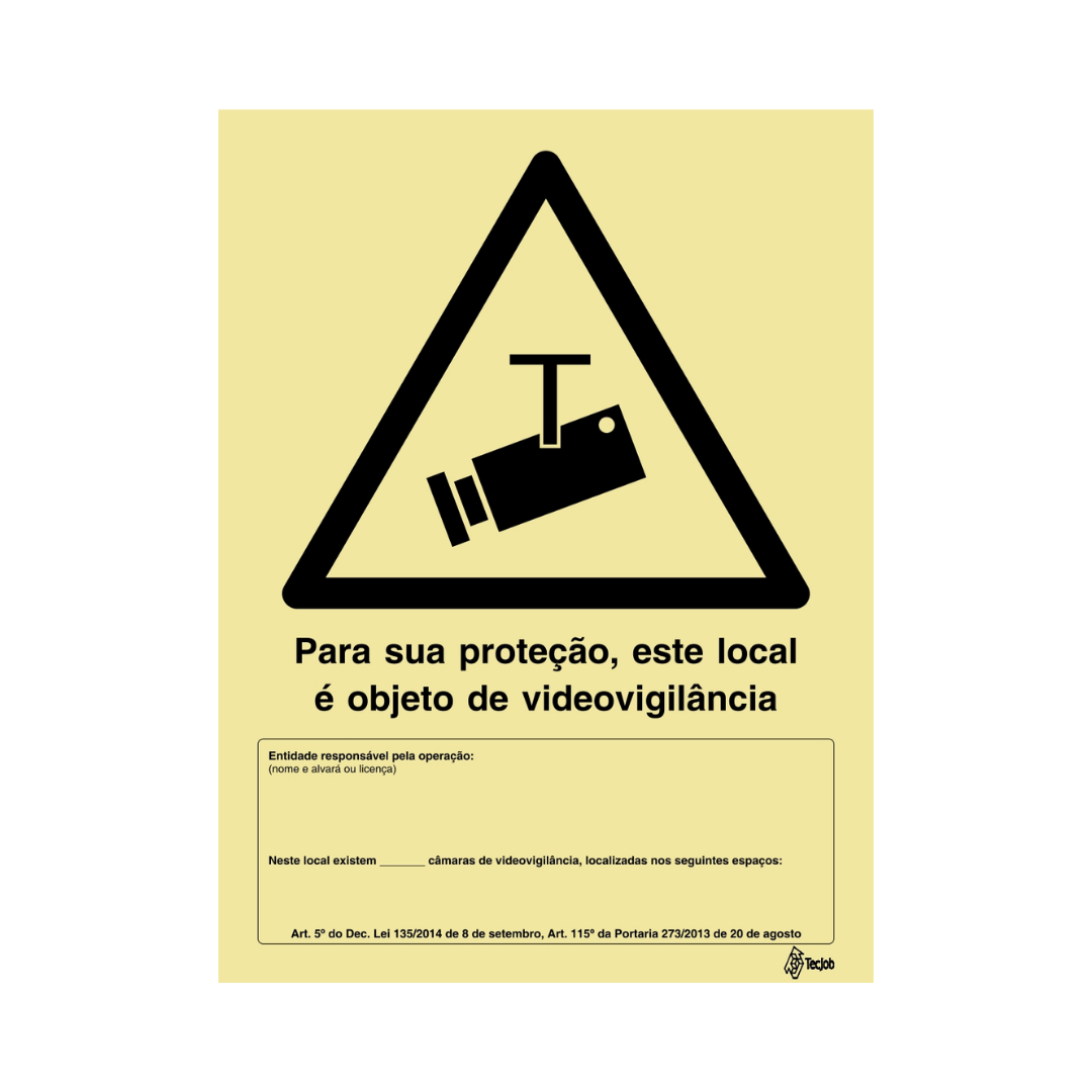 Sinalética Informação Vídeo-Vigilância: Para sua proteção, este local é objeto de videovigilância - IN1990