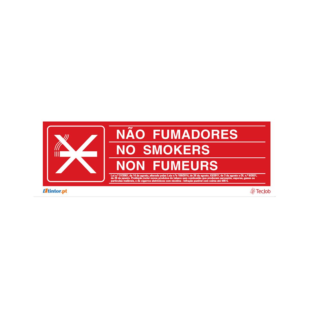 Sinalética Não Fumadores - PVC OPACO 160x55mm