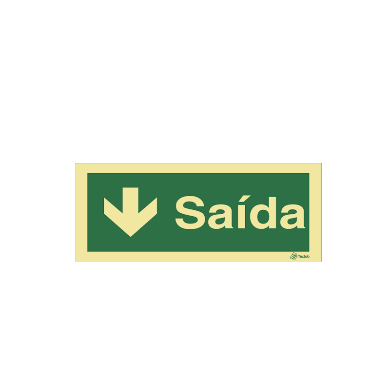 Sinalética Saída em Texto - Seta para Baixo - E0052