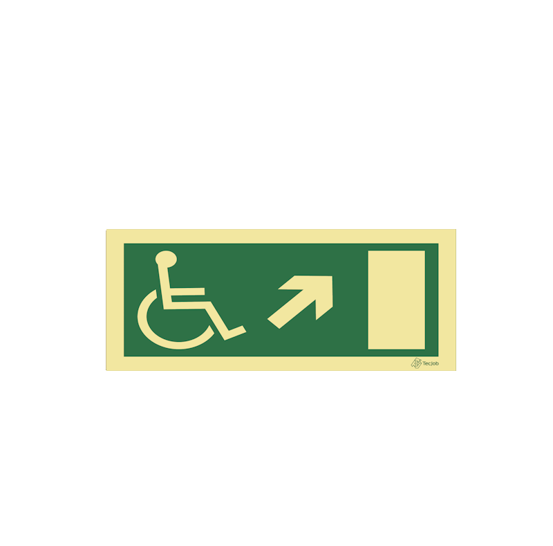 Sinalética Saída para Pessoas com Deficiência ou Mobilidade Condicionada - Seta Diagonal Direita para Cima - E0097