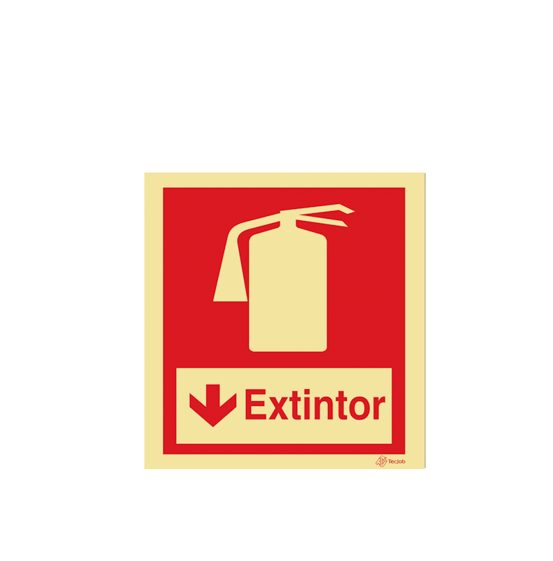 Sinalética Extintor com Texto - Seta para Baixo - I0011