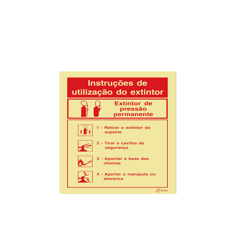 Sinalética Instruções de Utilização do Extintor de Pressão Permanente - I0082