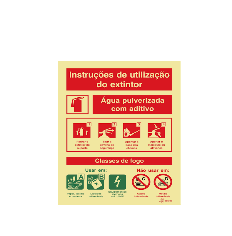 Sinalética Instruções de Utilização Extintor Água Pulverizada com Aditivo - I0129