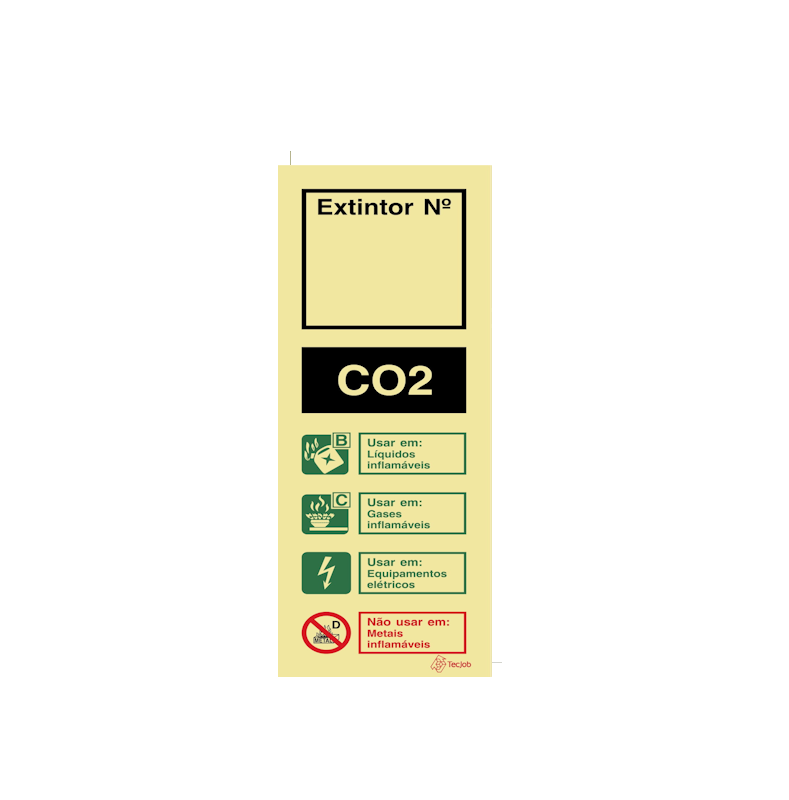 Sinalética Agente Extintor CO2 (com Espaço para Número) - I0182