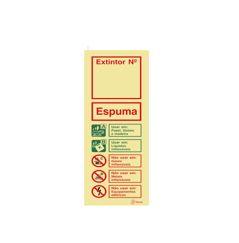 Sinalética Agente Extintor de Espuma (com Espaço para Número) - I0184