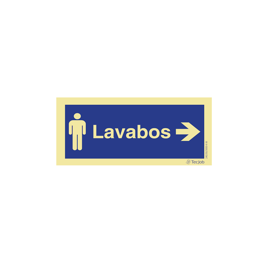 Sinalética Lavabos Masculino com Direção à Direita - IN0310