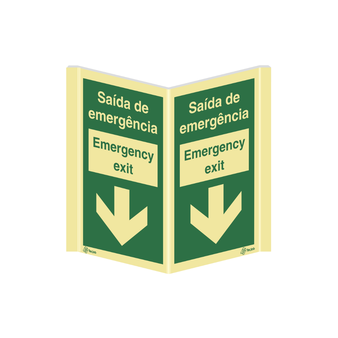 Sinalética Panorâmica Saída de Emergência Emergency Exit em Texto – PA0021
