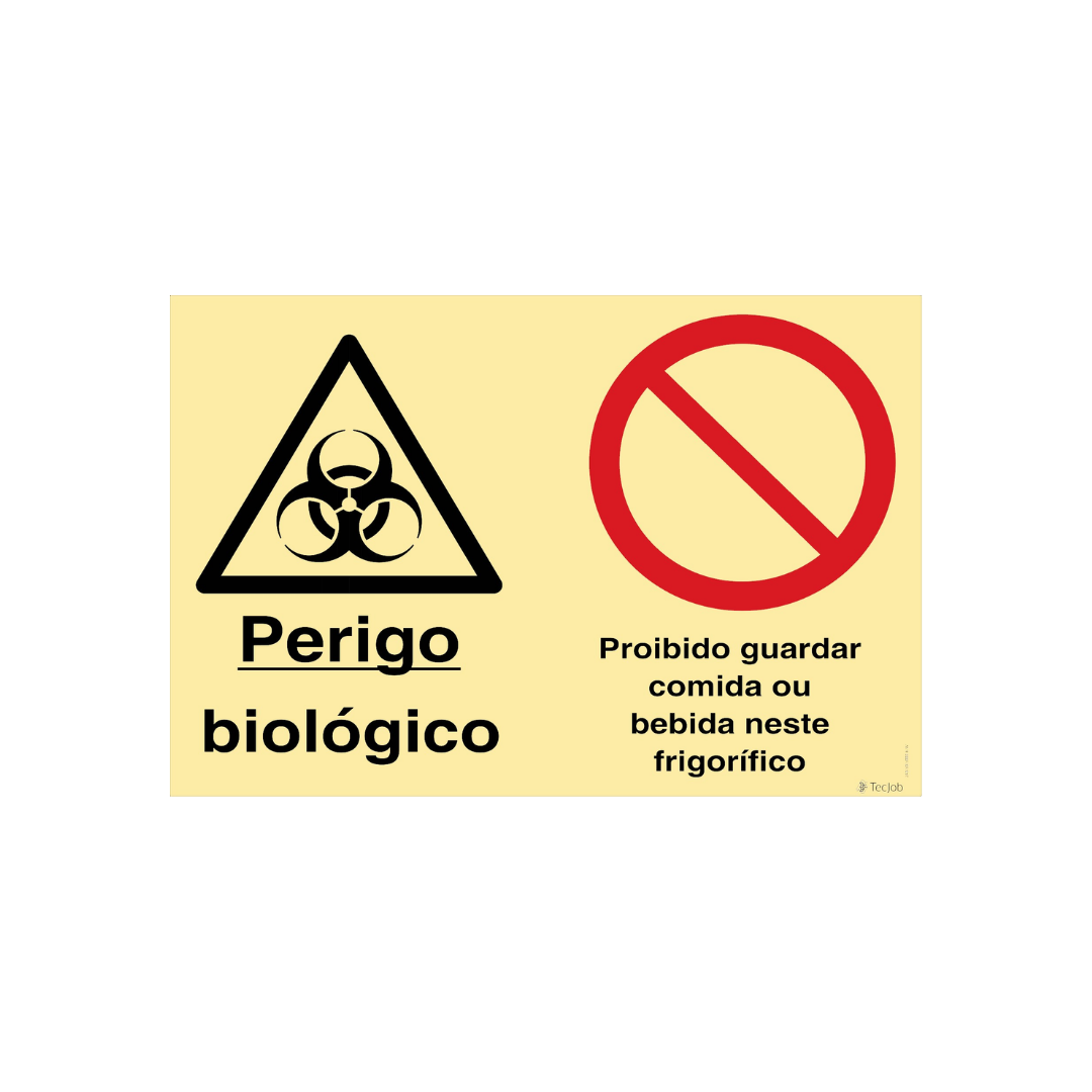 Sinalética Perigo Biológico/ Proibido Guardar Comida ou Bebida neste Frigorífico – OB0368