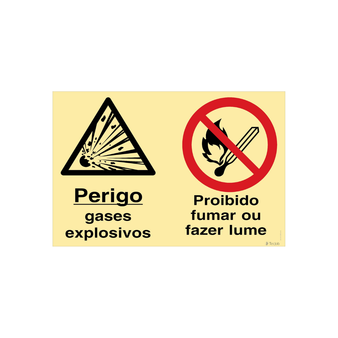 Sinalética Perigo Gases Explosivos/Proibido Fumar ou Fazer Lume – OB0361