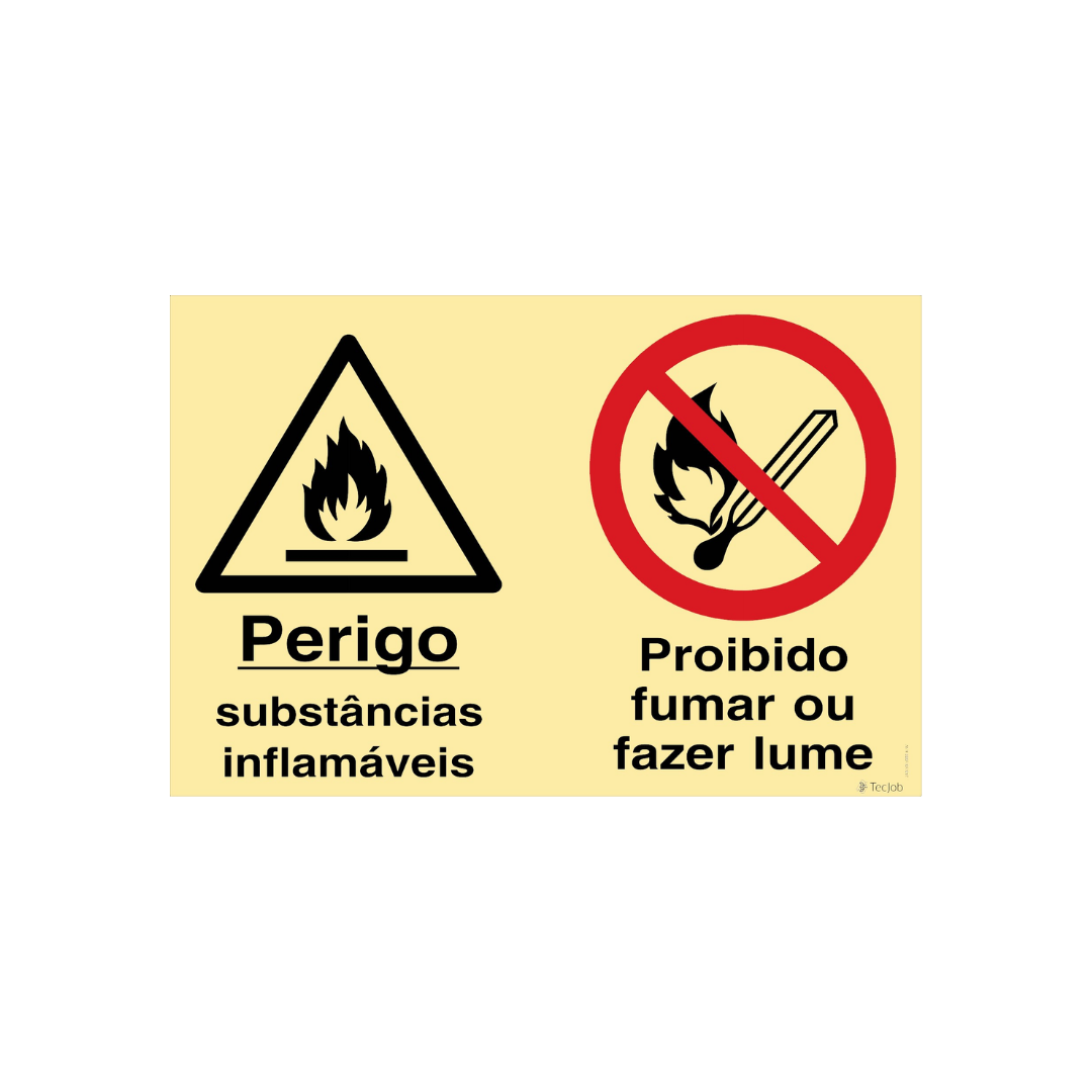 Sinalética Perigo Substâncias Inflamáveis/Proibido Fumar ou Fazer Lume – OB0365