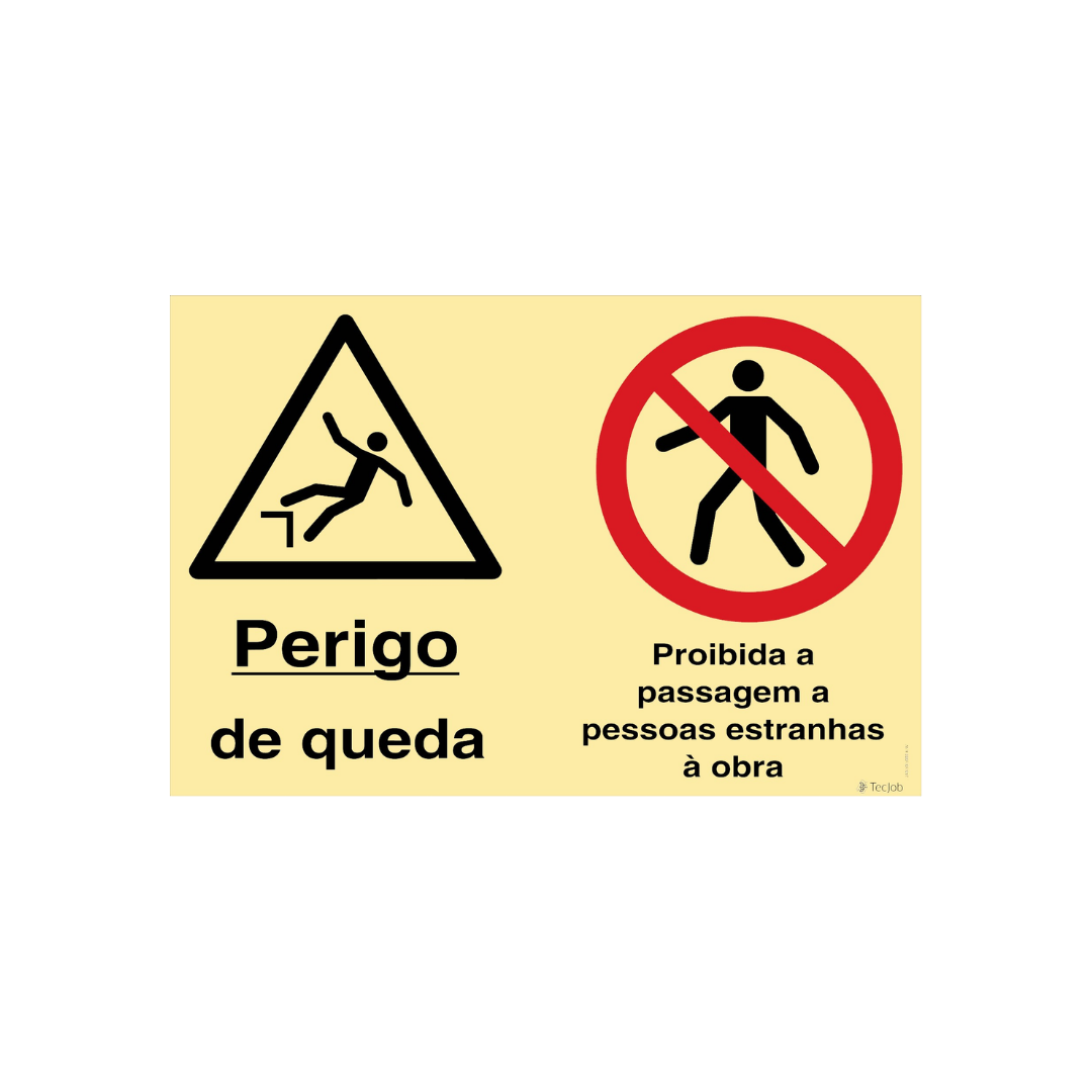 Sinalética Perigo de Queda/Proibida a Passagem a Pessoas Estranhas à Obra – OB0355