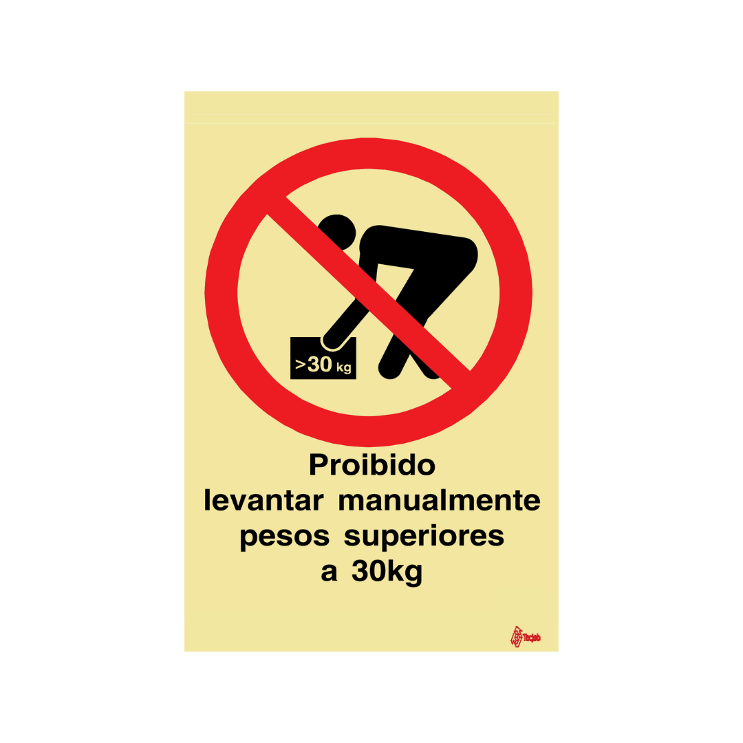 Sinalética Proibido Levantar Manualmente Pesos Superiores a 30kg – PR0190