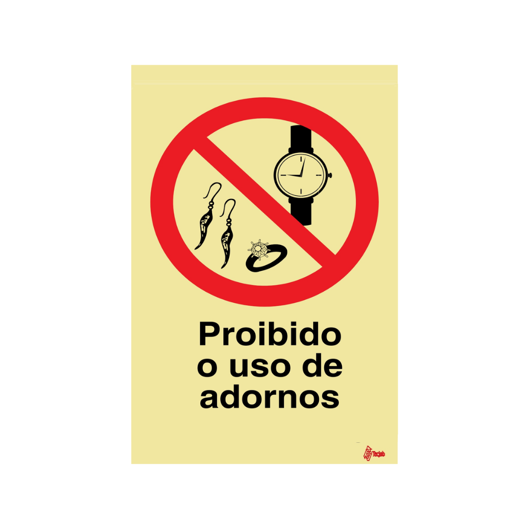 Sinalética Proibido o Uso de Adornos – PR0303