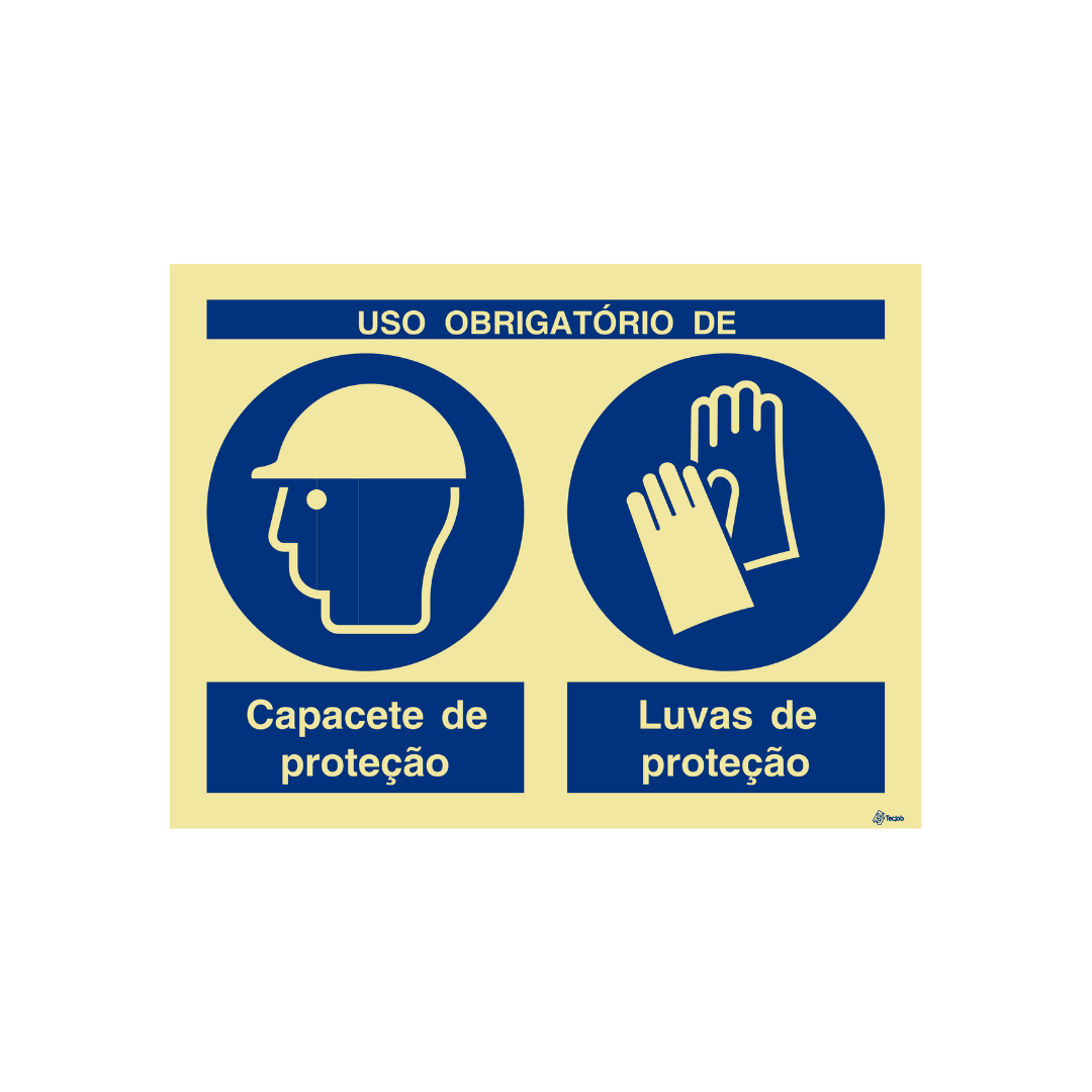 Sinalética Uso Obrigatório de Capacete e Luvas de Proteção – OB0289