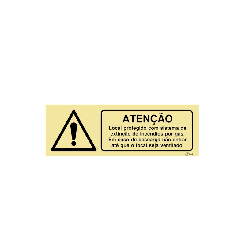 Sinalética Atenção Local Protegido com Sistema de Extinção de Incêndios por Gás – IS0400