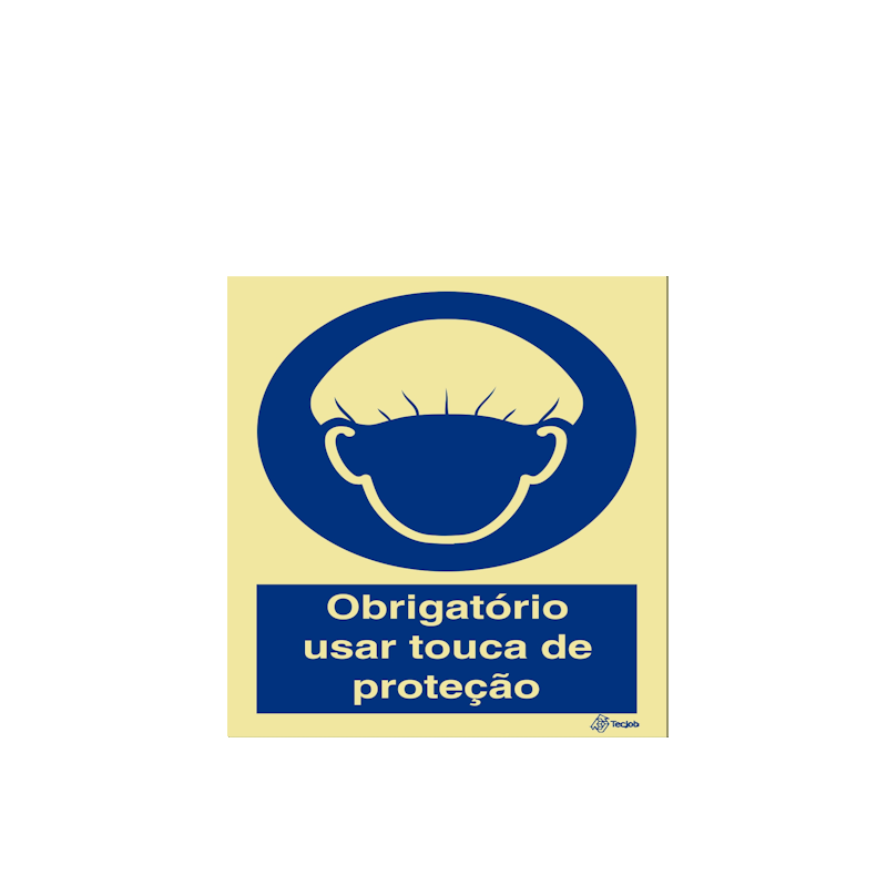 Sinalética Obrigatório Usar Touca de Proteção - OB0090