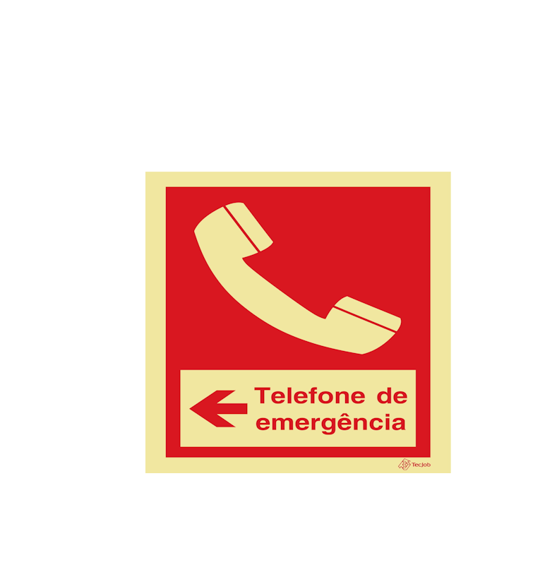 Sinalética Telefone de Emergência à Esquerda - I0276